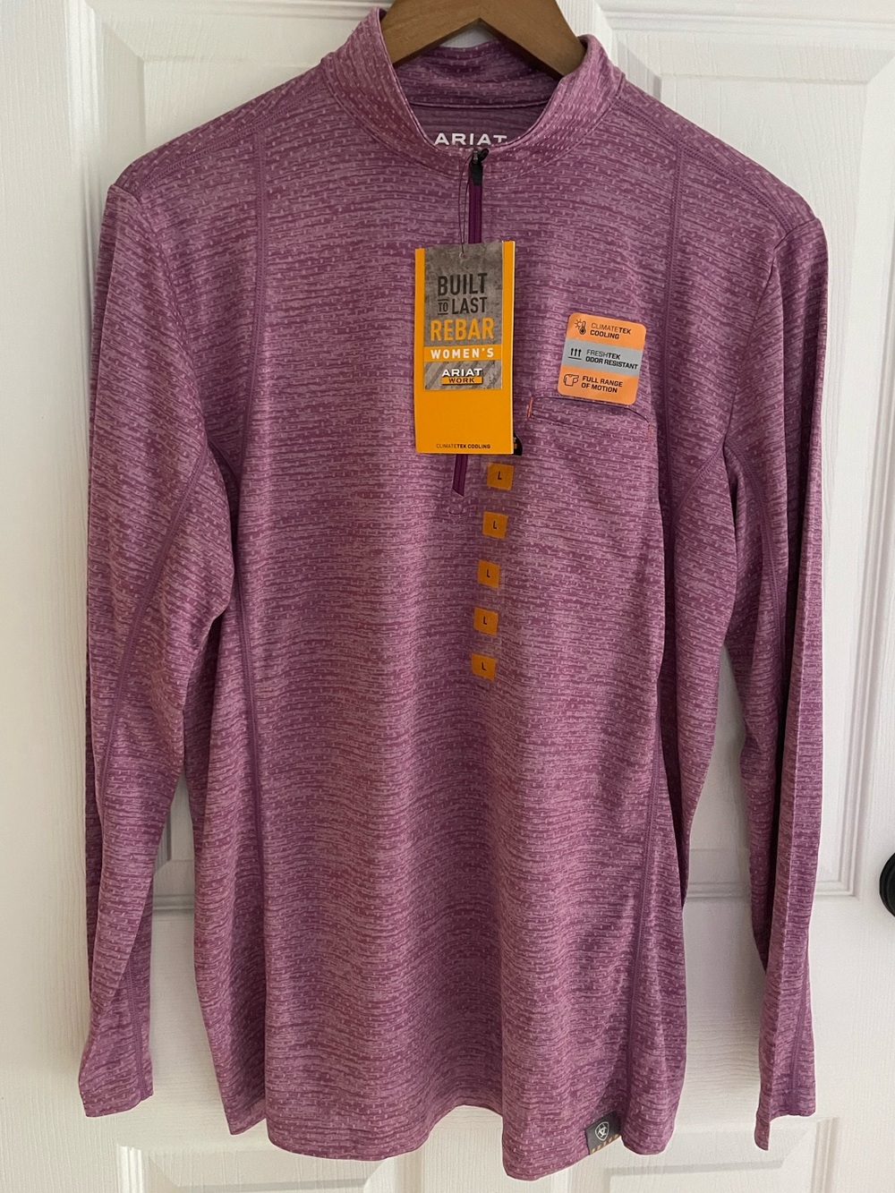 Ariat Rebar Women’s Heathered Purple 1/4 Zip Pullover Work Shirt L